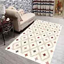 Geometrik Karo Desenli Dijital Baskılı Halı