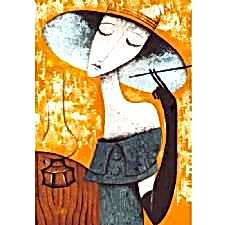 Cigarette Yellow Woman Tablosu